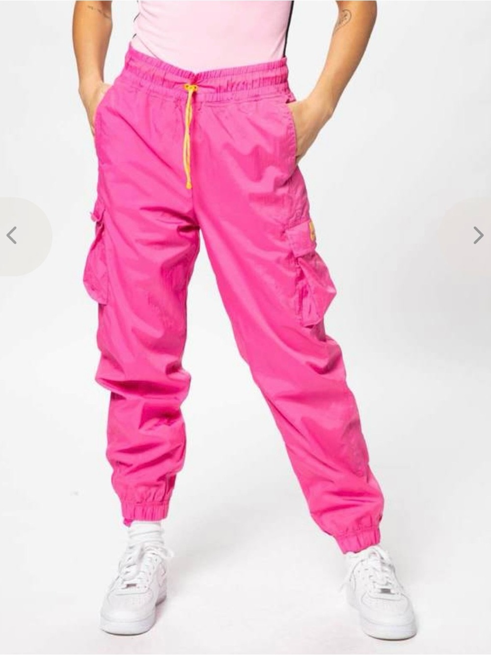 Nike Hot Pink Cargo Joggers with Orange Drawcord